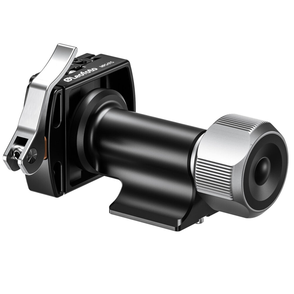 Leofoto MPG-01S 2-weg kantelkop zijaanzicht met grote grijze verstellknop en klemhendel.