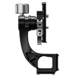 Leofoto MPG-02L 2-weg kantelkop zijkant van de gimbal-arm met frictie-instelling en vergrendelschroeven.