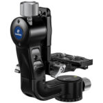 Leofoto PG-2L 2-weg kantelkop close-up van basis met panoramaskala en waterpas.