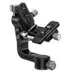 Leofoto-2-way-panheads-PG-2S-Gimbal-5 Leofoto PG-2S 2-weg kantelkop uit elkaar genomen met losse snelkoppelingsplaat en basis voor transport.