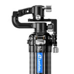 Leofoto-2-way-panheads-PG-2S-Gimbal-10 Leofoto PG-2S 2-weg kantelkop gemonteerd op tripod in opgevouwen transportstand.