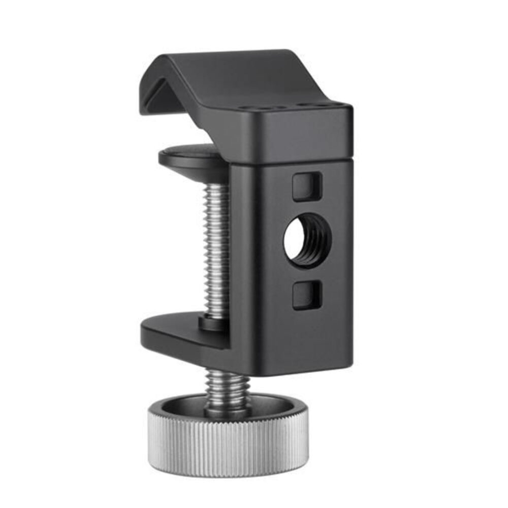 Leofoto UC-02 buisklem zijaanzicht met zicht op 3/8-inch schroefgat voor montage van magic arm of accessoire.