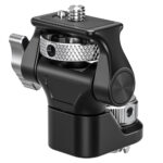 Leofoto FM-02 monitorhouder zijaanzicht met knurling klemring en stevige aluminium behuizing.