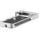 Leofoto LPS-ZV-E10II handgreep zilver bovenaanzicht van grip met centrale cameraschroef en Arca-Swiss groeven.
