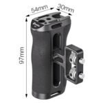 Leofoto CH-7-3 cameracage productafbeelding met hoogte-aanduiding van 80 millimeter naast de handgreep en montageblok.