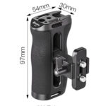 Leofoto CH-7-1 cameracage handgreep met afmetingen in centimeters weergegeven op technische tekening.