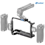 Leofoto LPF-X-H2 cameracage met los getoonde bovenhandgreep en zijhandgreep als optionele accessoires.