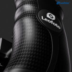 Leofoto CH-5L cameracage linkerhandgreep met blauw gemarkeerde ergonomische vorm langs de camerabody.