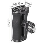 Leofoto CH-7-2 cameracage handgreep met afmetingen in millimeters weergegeven op technische tekening.