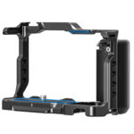 Leofoto ZV-E10 cameracage vooraanzicht met volledige omranding en bevestigingsschroef in het midden van de bodemplaat.
