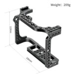 Leofoto EOS R cameracage voor Canon, productafbeelding met afmetingen 150x113mm en gewicht 209g.
