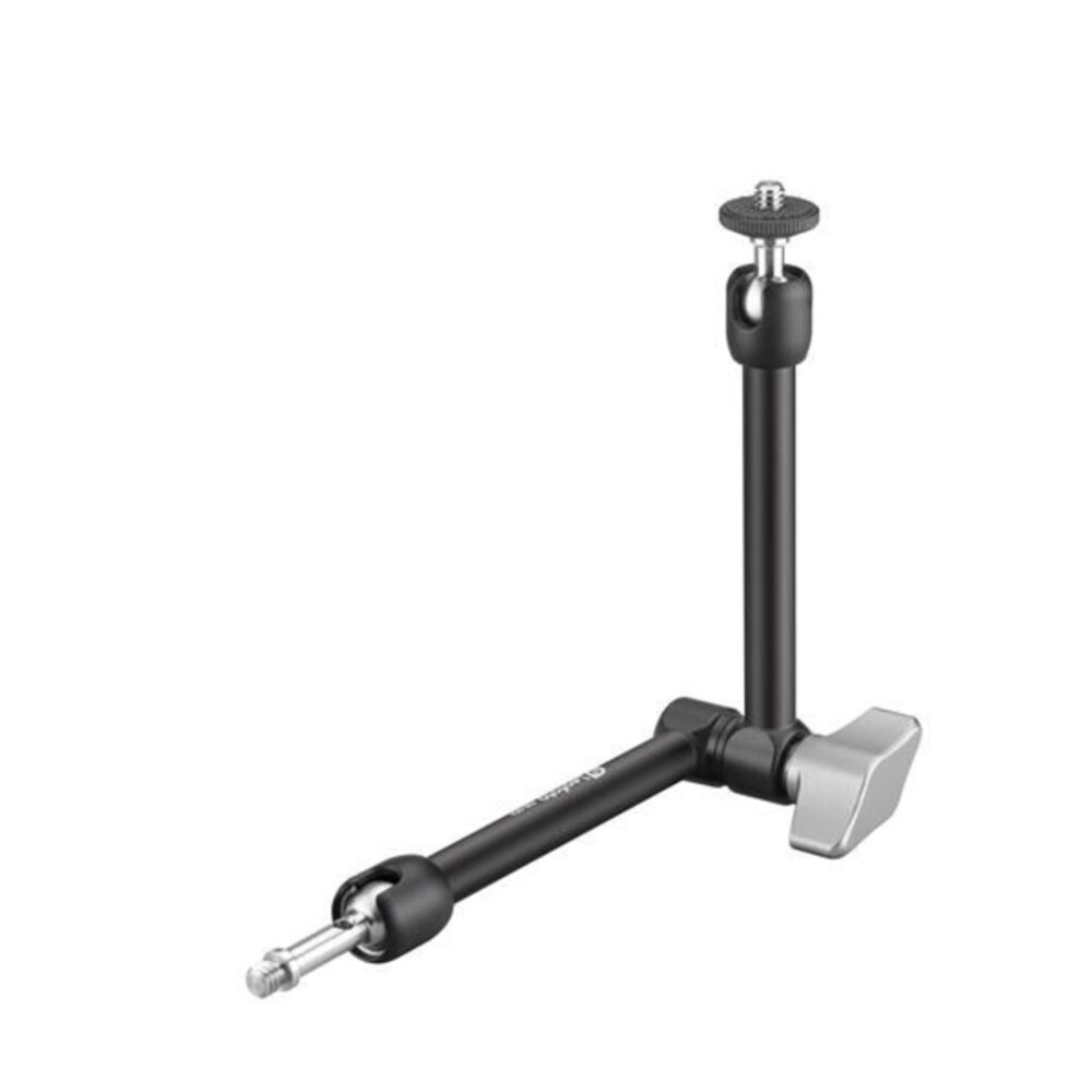 Leofoto AM-4 Scharnierende Arm in L-vorm uitgeschoven met kogelkop en vergrendelknop voor flexibele positionering van accessoires.