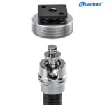 Leofoto AM-5 Scharnierende Arm close-up van meegeleverde hotshoe-adapter met 1/4 inch schroefdraad.