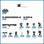 Leofoto-Articulated-arm-AM-8-6-joint-with-1-4-screw-and-mounting-disc-4 Leofoto AM-8-6 scharnierende arm overzicht van alle 14 onderdelen van het Leofoto AM-8 modulaire gelenkarmsysteem inclusief AM-8-6 module.