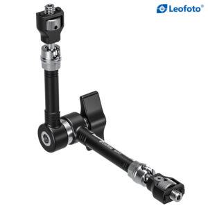Leofoto AM-6 KIT Scharnierende Arm in zijaanzicht met gebogen middengewricht en grote vergrendelknop