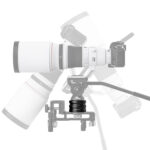 Leofoto H50 Statief Hoogteadapter gebruikt tussen statiefkop en telelenscombinatie voor extra hoogte en stabiliteit.