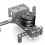 Leofoto H50 Statief Hoogteadapter gemonteerd op cameracage en railsysteem als verhoogd platform met 3/8" schroefdraad.