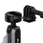 Leofoto LAC-02 stuurklemstatief detail van bovenste kogelkop met afneembare actioncam-adapter