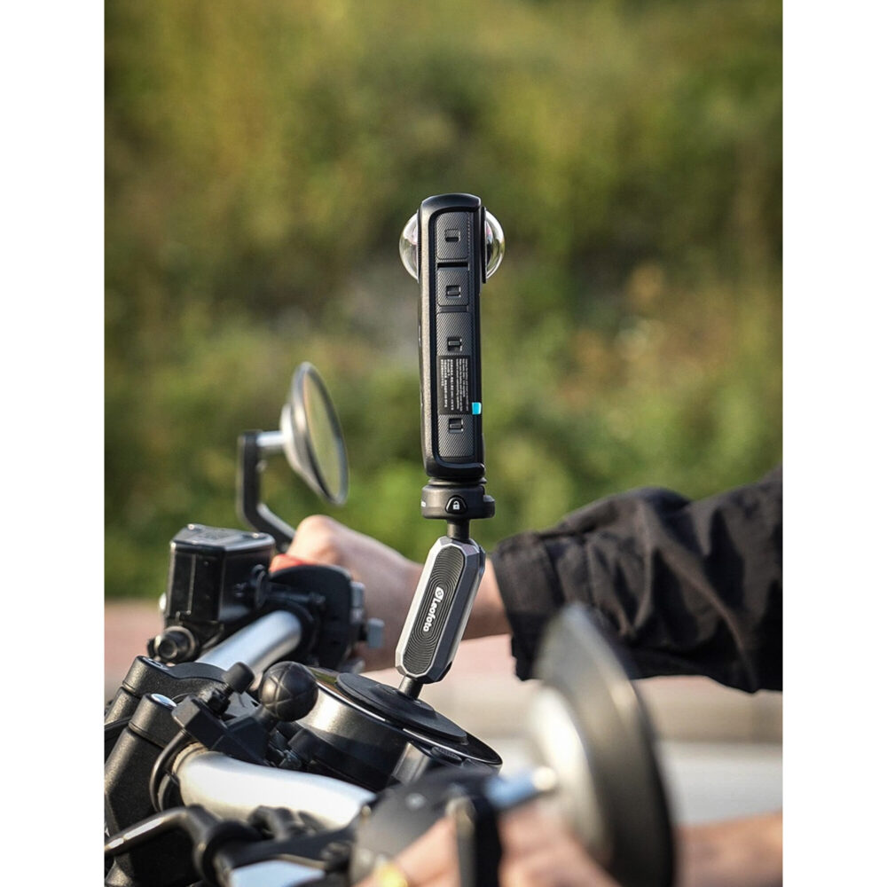 Leofoto LAC-03 Plakhouder gebruik op fietsstuur als compacte houder voor actioncam of camera