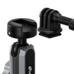 Leofoto LAC-05 zuigstatief detail van bovenste kogelkop met afneembare actioncam-adapter