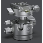 Leofoto LG-284C Tripod LH-36R kogelkop zilver met Arca-Swiss klem en snelkoppelplaat.
