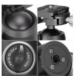 Leofoto LX-254CT Tripod detail van kogelkopknoppen en panoramaring.