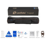 Leofoto LX-254CT Tripod Arca‑Swiss snelkoppelingsplaat en klemdetail.