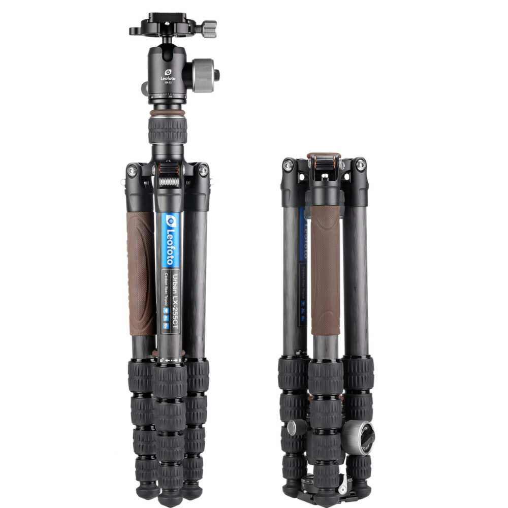 Leofoto LX-255CT Tripod detail van statiefschouder en vergrendelingen.