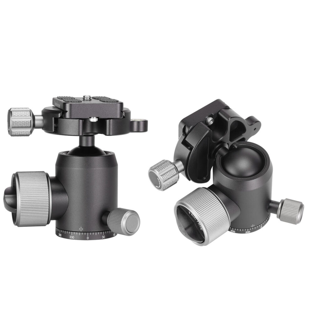 Leofoto LX-255CT Tripod set met draagtas, snelkoppelingsplaat en accessoires.