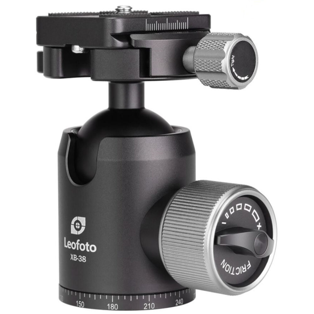 Leofoto LX-284CT Tripod close-up van XB-38 kogelkop met bediening en klem.