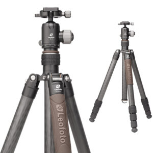 Leofoto LX-324CT Tripod voor- en zijaanzicht met gemonteerde XB-38.