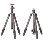 Leofoto LX-324CT Tripod twee opstellingen: maximale hoogte en lage stand.