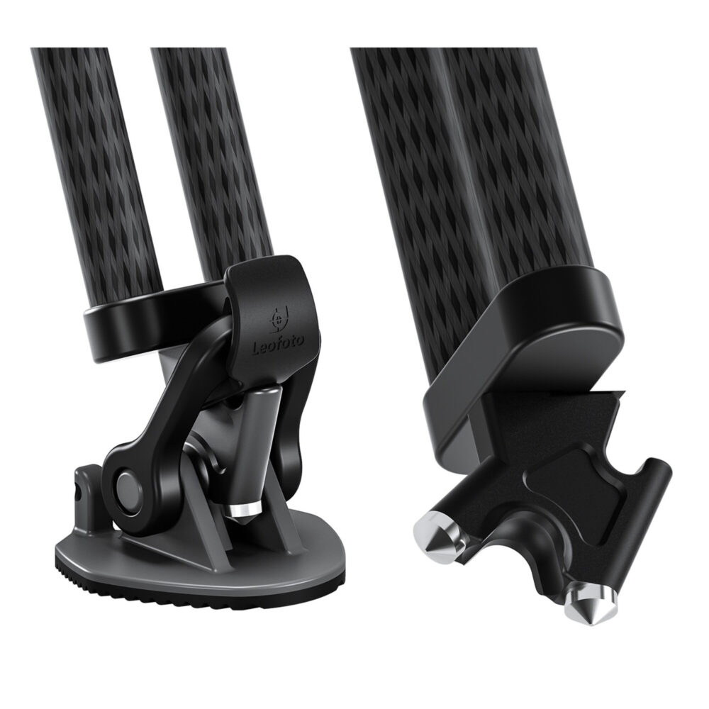 Leofoto LVC-193 Tripod close-up van draaivergrendeling en spike-voet.