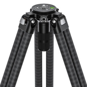 Leofoto LVC-193 Tripod detail van statiefschouder met 75mm halfschaal en dubbele libellen.