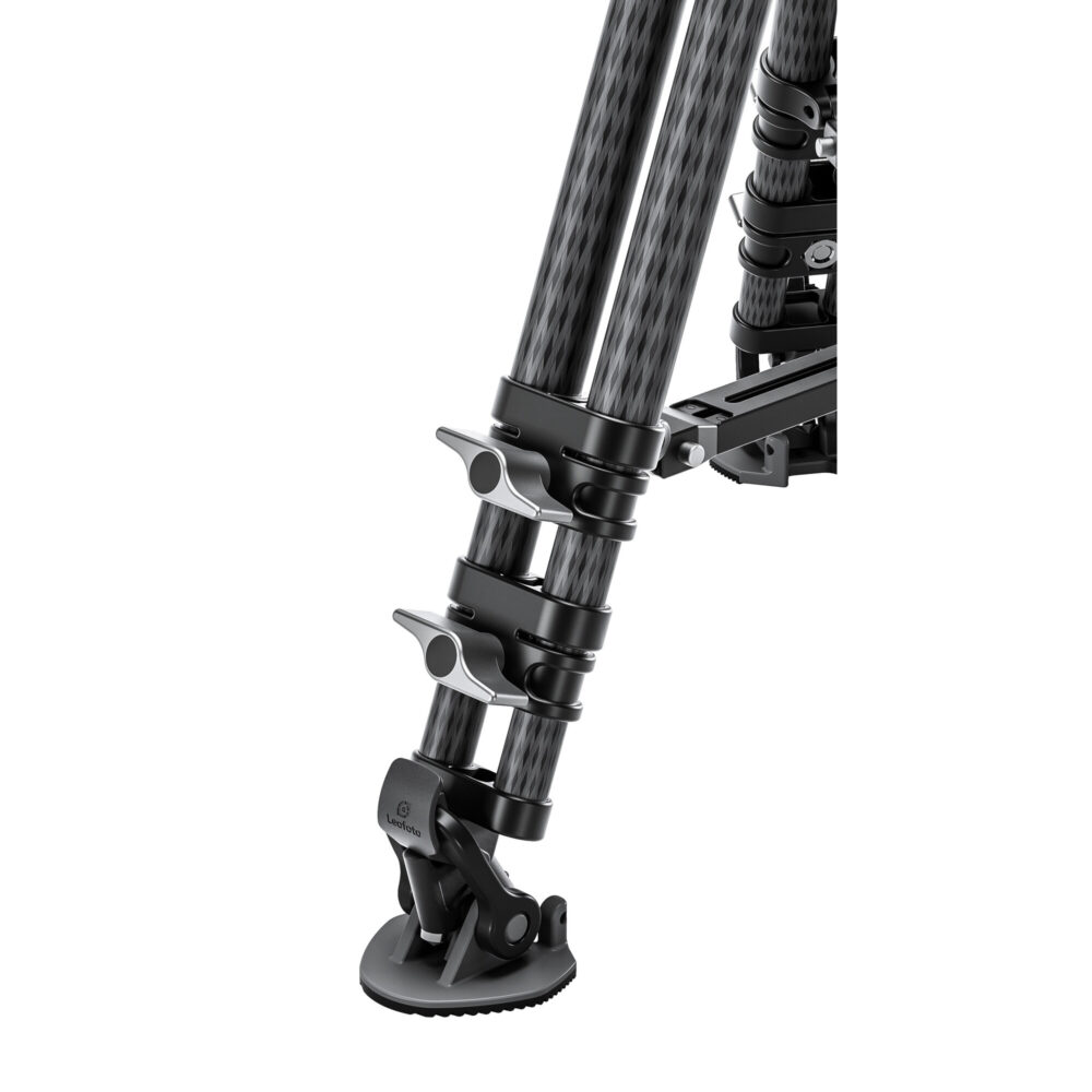 Leofoto LVC-253C Tripod detail van klemvergrendeling op de poten.