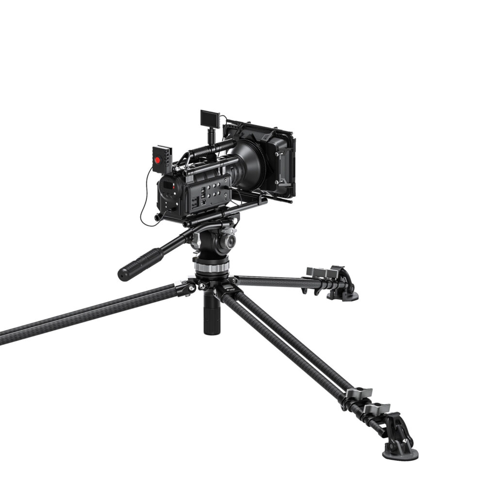 Leofoto LVC-253C Tripod detail van Arca‑Swiss 100mm snelkoppelingsplaat.