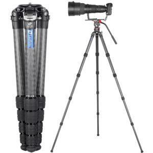 Leofoto LM-365C Tripod detail van carbon poten met draaivergrendelingen.