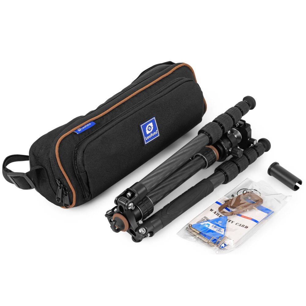 Leofoto LX-225CT Tripod complete set met statief, EB-36, tas, korte kolom en accessoires.