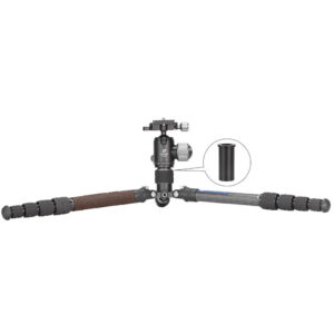 Leofoto LX-225CT Tripod lage stand met wijd gespreide poten en omgekeerde middenkolom.
