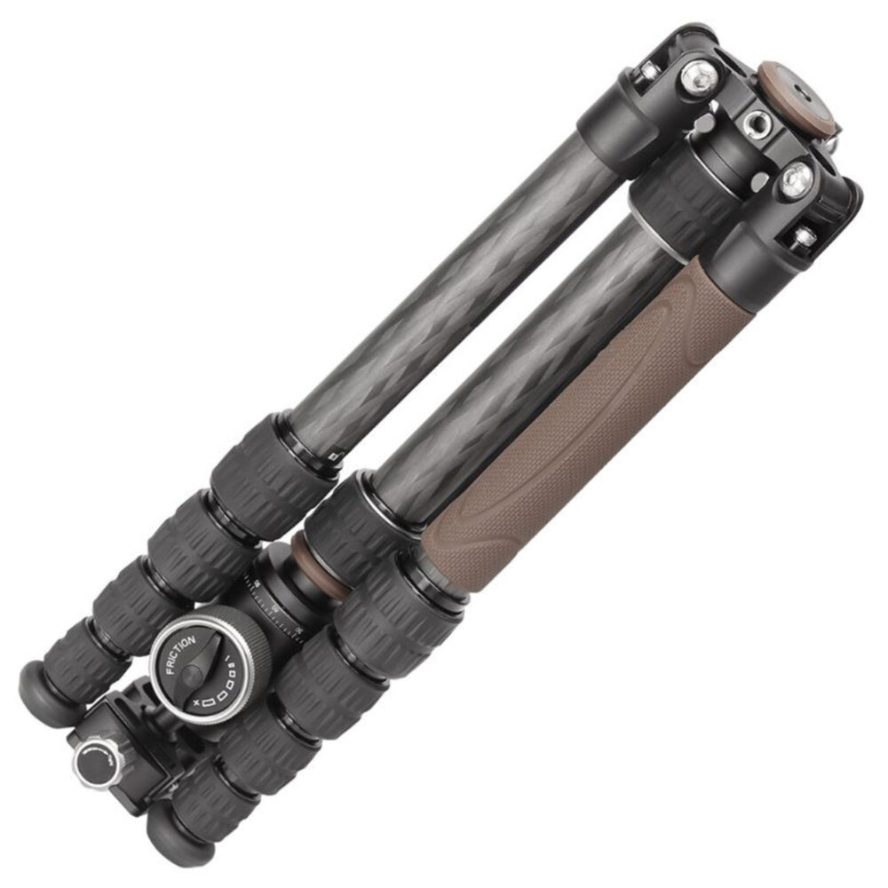 Leofoto LX-225CT Tripod carbon poten met draaivergrendelingen en rubbervoeten.