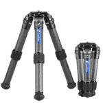Leofoto LM-362C Tripod vergelijking volledig uitgeklapt en ingeklapt naast elkaar.