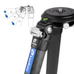 Leofoto LM-363C Tripod detail instelbare beenhoeken met hoekmarkeringen.