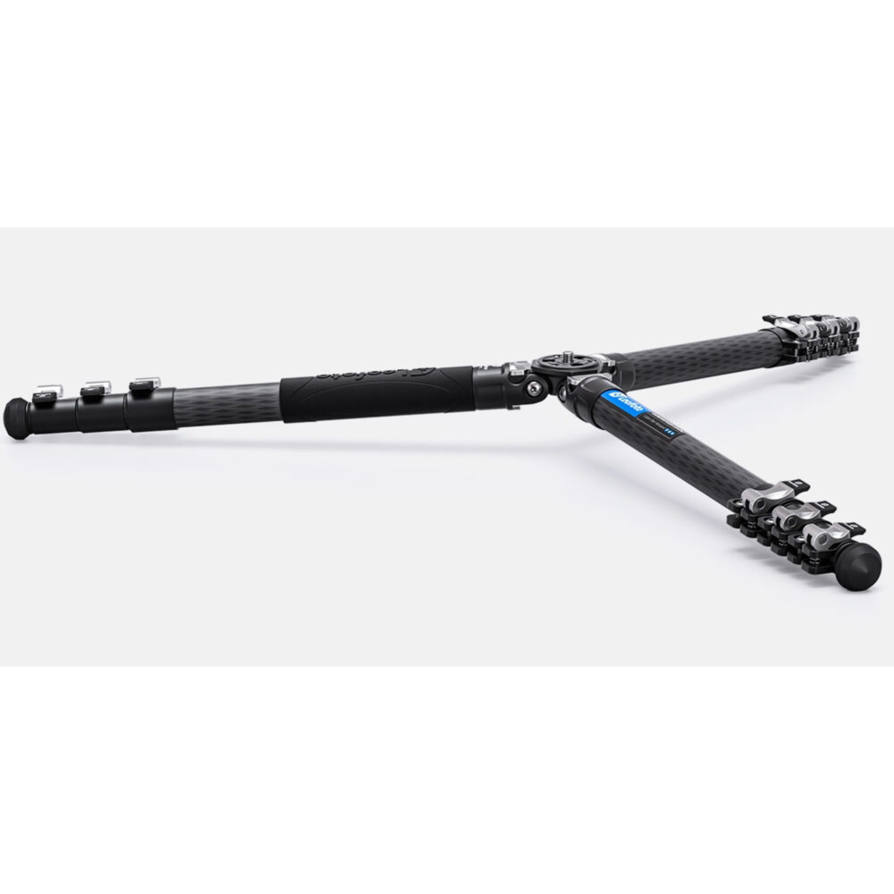 Leofoto LSR-324C Tripod scharnierhuis met semi‑automatische poothoek‑vergrendeling.