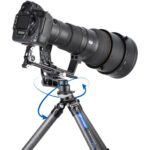 Leofoto LS-325CEX Tripod demonstratie met gemonteerde camera en telelens op panoramakop.