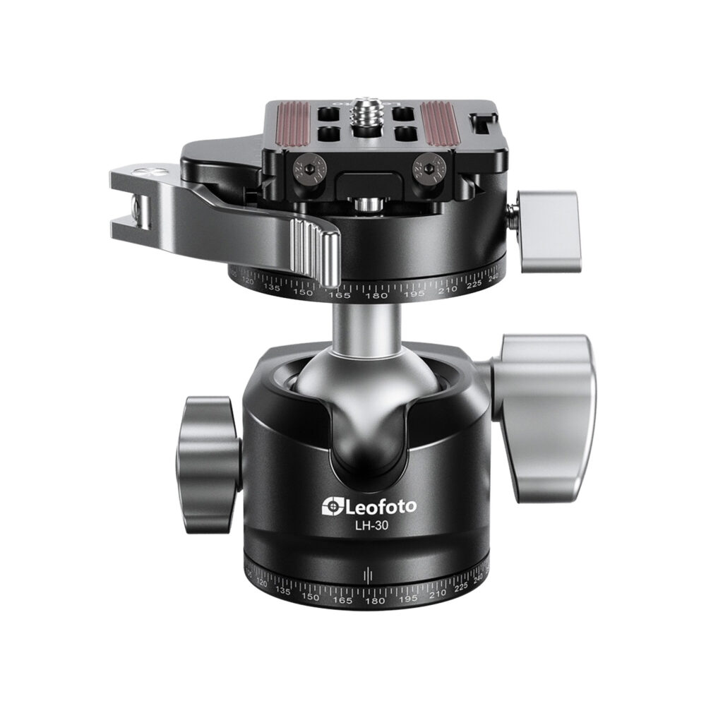 Leofoto LS-284C Tripod kogelkop LH-30PCL met panoramaringschaal en Arca-Swiss snelkoppeling.