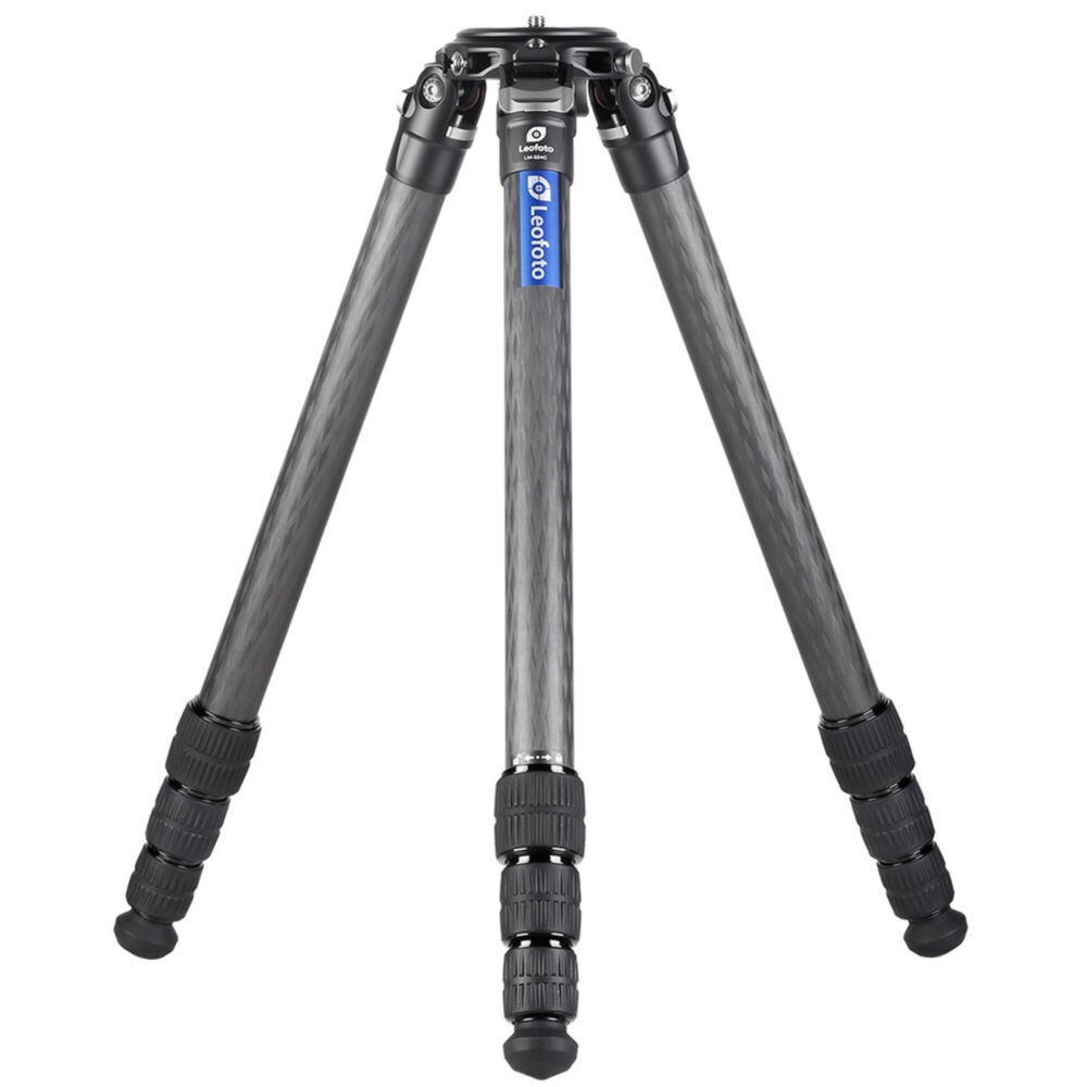 Leofoto LM-324C Tripod close-up van carbon statiefpoten met draaivergrendeling en rubber/spike-voeten.