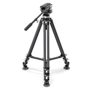 Leofoto LVC-253C Tripod carbon dubbelbuis vrijstaand in studio met BV-20 videokop.