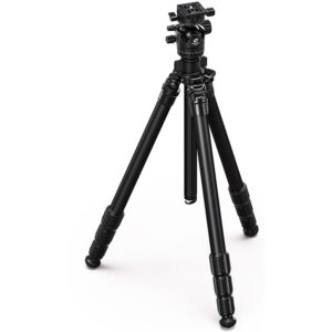 Leofoto LG-284C Tripod met LH-36R kogelkop zwart volledig uitgeklapt op productfoto.