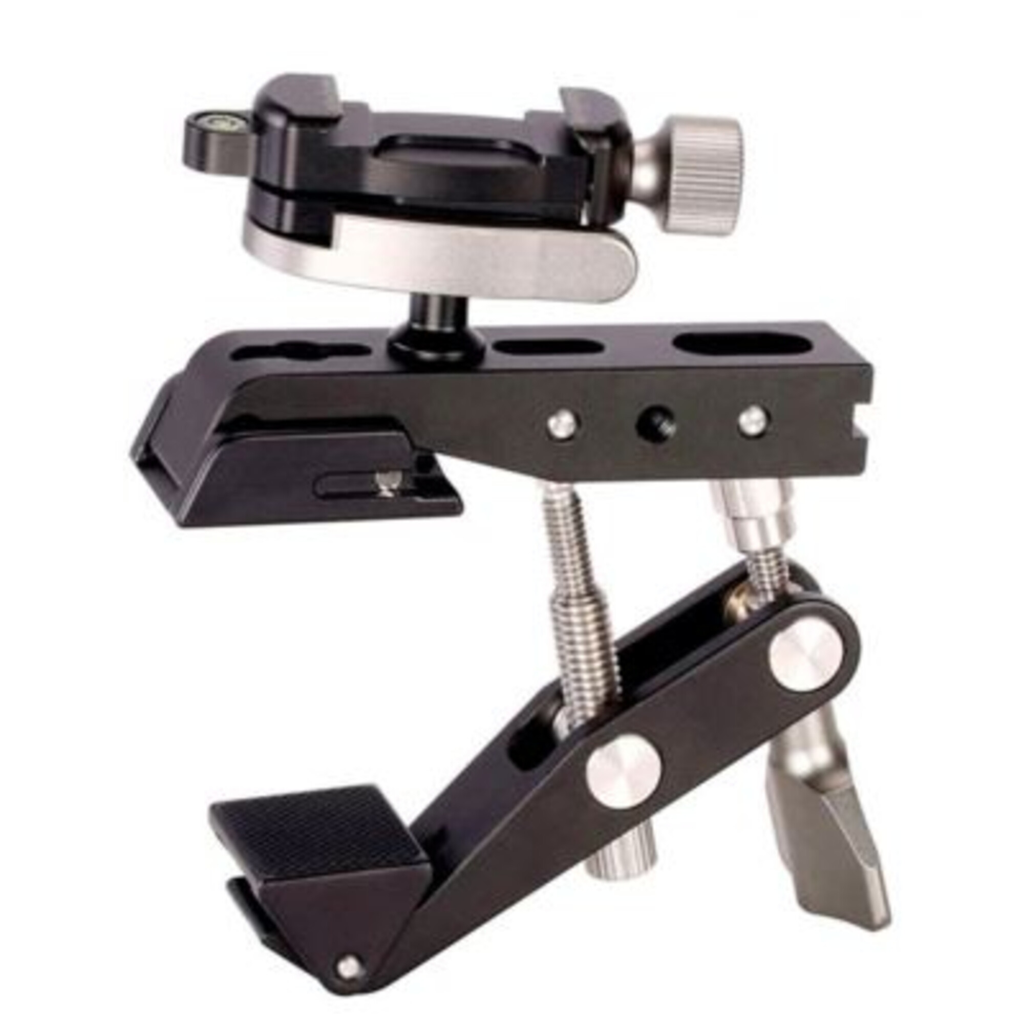 Leofoto CF-6+MC-80+MBC-18 Klemstatief compacte zwarte klem met verstelbare schroeven, middencolom en MBC-18 kogelkop met Arca-Swiss snelkoppeling.