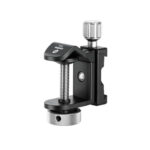 Leofoto UC-04 Buisklem Statief close-up van buisklem met Arca-Swiss aansluiting en zilverkleurige draaiknoppen.